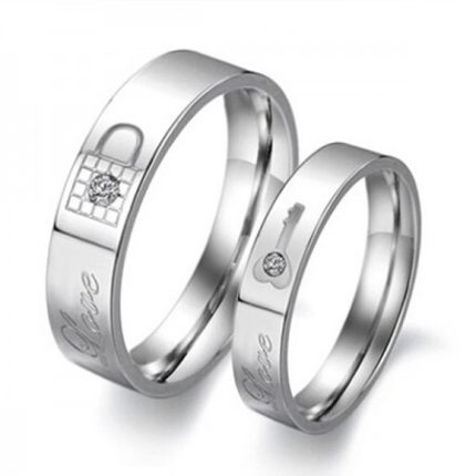 Key And Lock Titanium Steel Lover Rings(Price For A Pair)