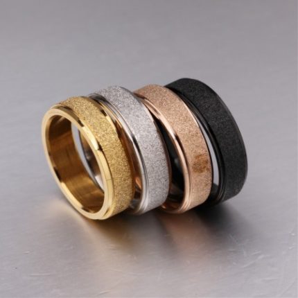 Personalized Simple 6mm Frosted Band Titanium Steel His And Her Promise Rings